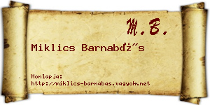 Miklics Barnabás névjegykártya